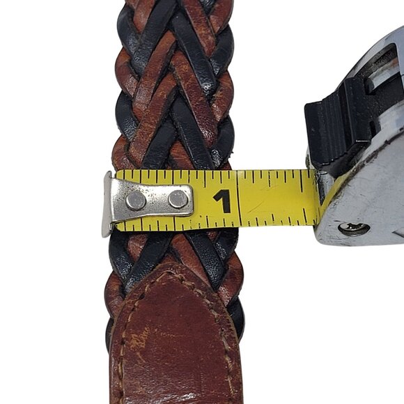 Vtg Handmade Western Braided Leather Belt Sz L Dark Brown Black 38" Turkey - Picture 4 of 14
